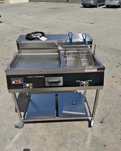 plancha acero inoxidable 21 × 18 con doble freidora