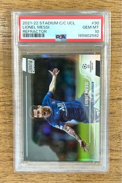2021-22 Stadium Club Chrome LIONEL MESSI #30 UEFA PSG Refractor PSA 10 LOW POP