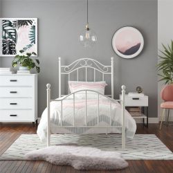 Mainstays Metal Bed, Twin, White White - Twin