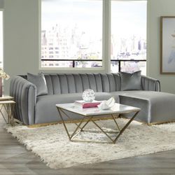 VELVET SECTIONAL SOFA SET 