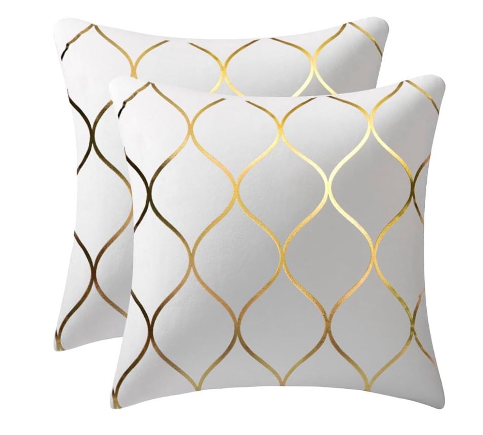 Beautiful white/gold design pillow cover. Insert not included. 18βX18β. 2 Covers.