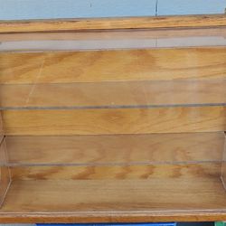 Oak Display Case W/ Plexiglas Shelves & Cover