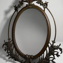 Silvestri Ornately Framed Brass Table Top Easel Mirror / Picture Frame