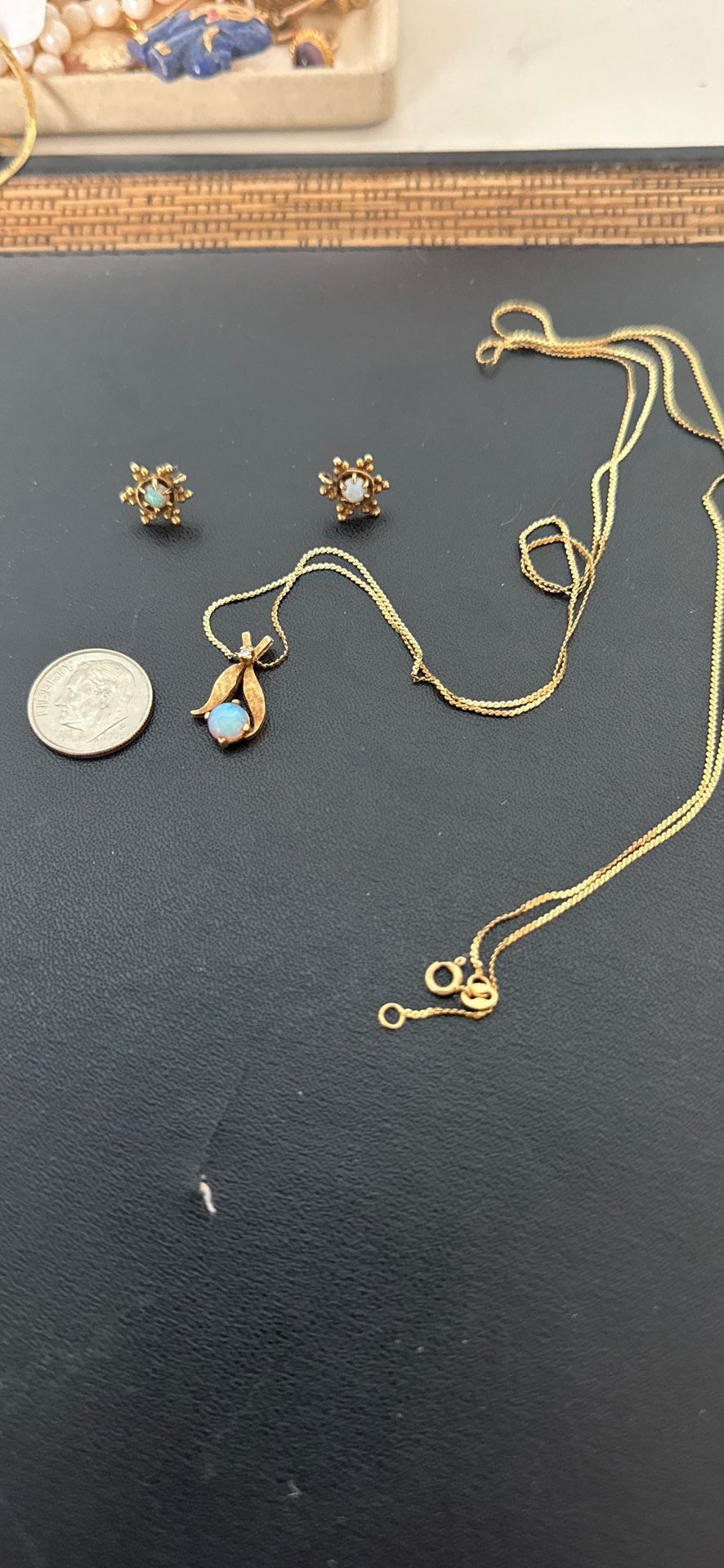 Opal Pendant Necklace And Earrings