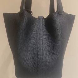 Black Leather Tote Bag Shopper Bag