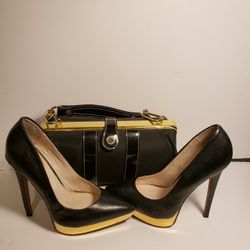 ZIGINY BLACK STILETTO HEELS & MATCHING PURSE