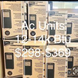 Portable Air-Conditioning Unit. Ac Unit Six $298-$359 Month Warranty Free Delivery 12-14k BTU AC unit cools 350 ft.² to 700 ft.²