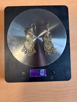14k 10 grams drop hook earrings  cubic zirconia