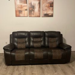 Dark brown reclining sofa & loveseat