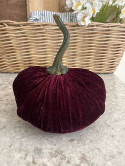 Burgundy Velvet Decorative Pumpkin $6