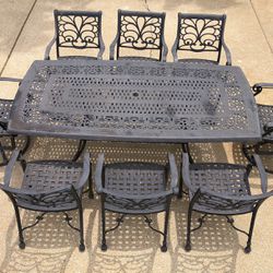 Outdoor Patio Furniture Heavy Cast Aluminum Cast Aluminum 8 Seat Dining 