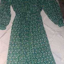 New Max studio Green Floral Wrap Midi Dress