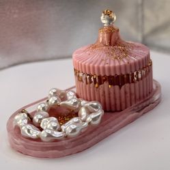 Handmade Epoxy Vanity Tray with Jewelry Box – White & Yellow