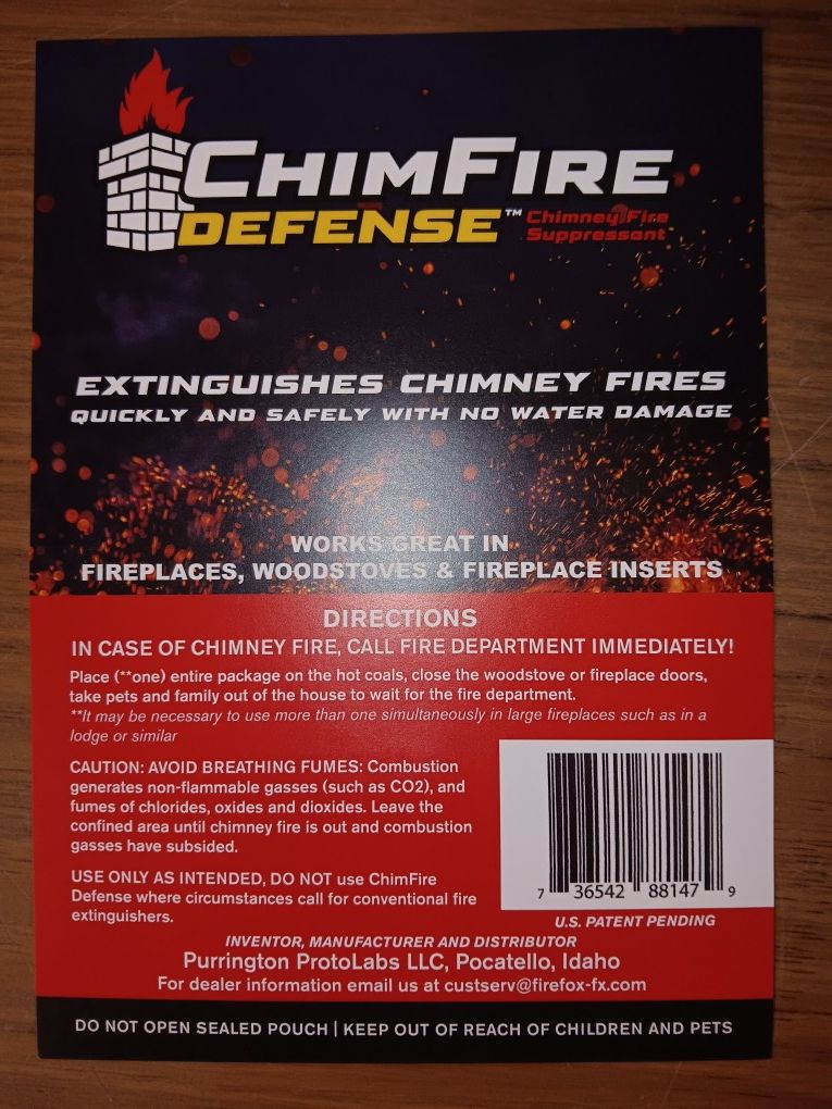 ChimFire Defense, Chimney Fire Suppreant