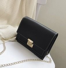 Black Shoulder Gold Clasp Bag 