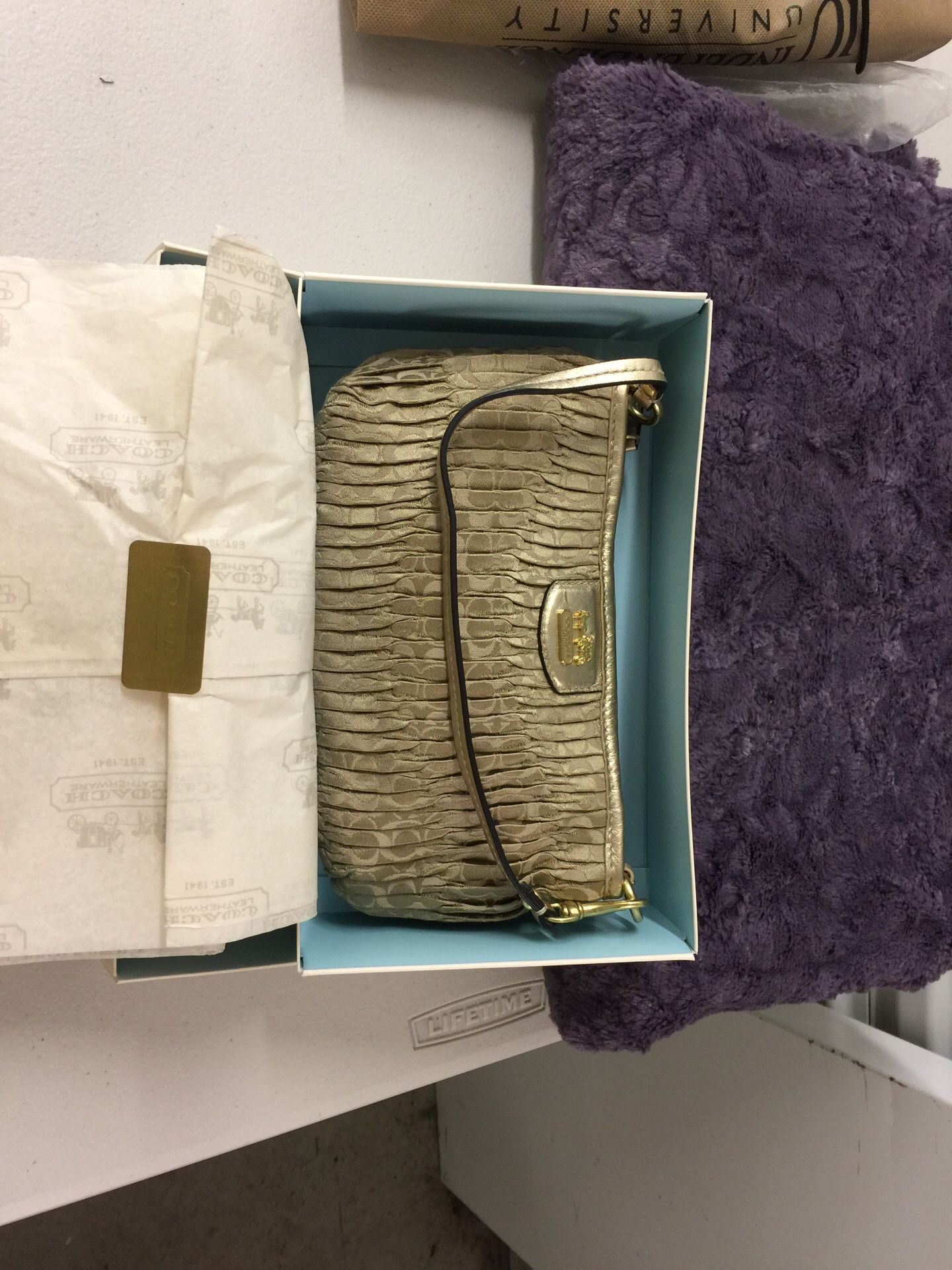 Coach Madison Gathered Signature Wristlet/Purse