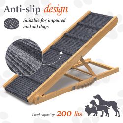 Dog Ramp for Bed Small Dog to Medium Dog for All Breeds - 40" Long, Adjustable 11"-23" Dog Ramp for Couch, Bed or Sofa, Folding Portable Wooden Dog Ra