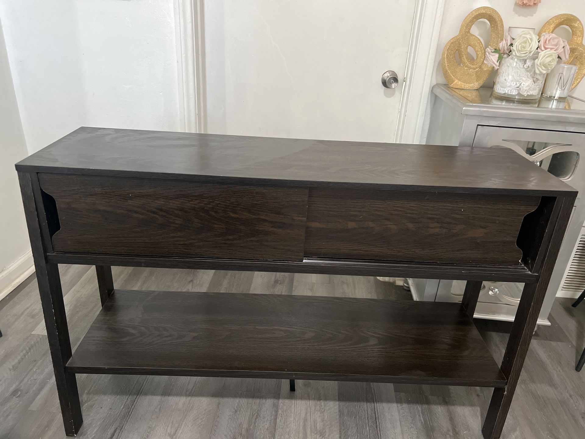 Wood Side Cabinet / Stand (Sliding Door Style)”