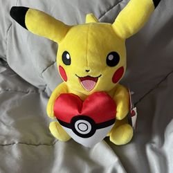 Pokemon Pokémon Valentine's Day 8" Pikachu with Heart Poke Ball Plush - Officially Licensed - Quality Soft Stuffed Animal Toy - Add to Your Collection