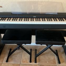 Yamaha P-255 Digital Piano + Stand, Benches & Pedal – Barely Used