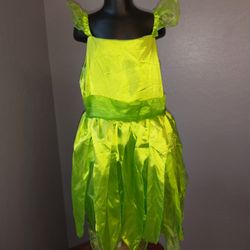 Girls Tinkerbell Dress Up Costume, Headband, Wand & Wings Size 140(8/10)