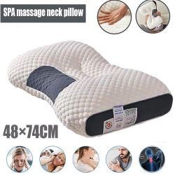 Memory Foam Contour Groove Pillow Cervical Pillow Neck Pain Rectangular White