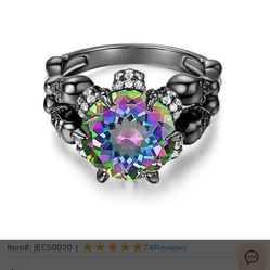 Rainbow Gem Skull Engagement Ring