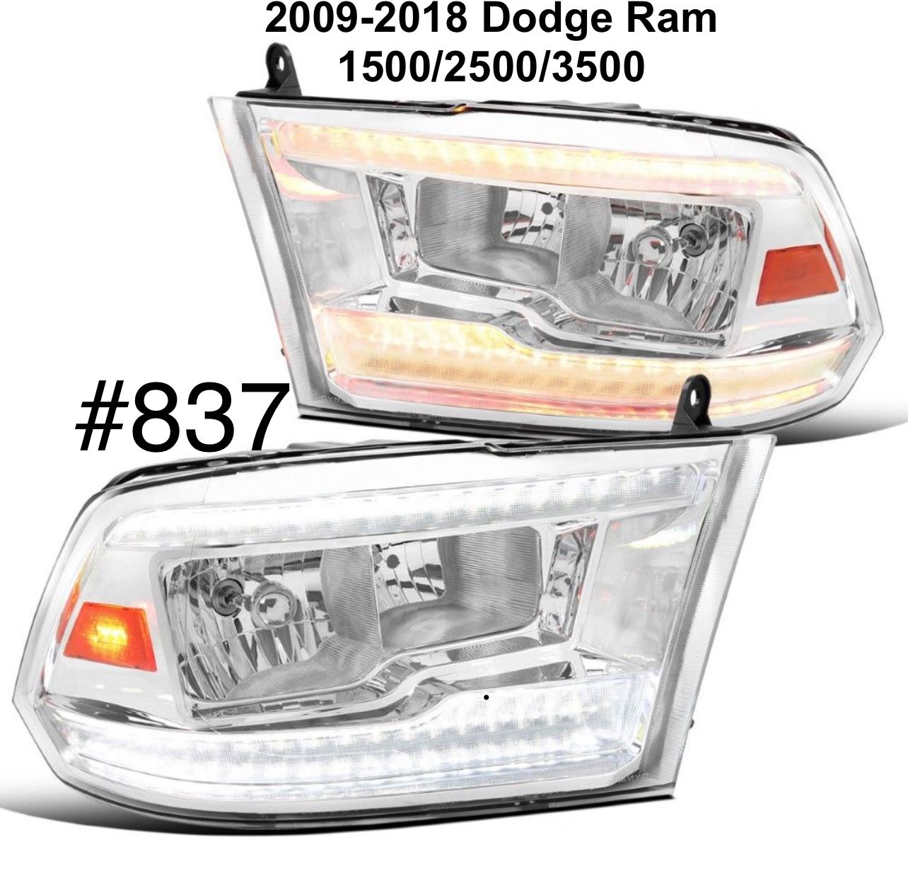 2009 TO 2018 Dodge Ram 1500 / 2500 / 3500 LED DRL/Switchback Headlights