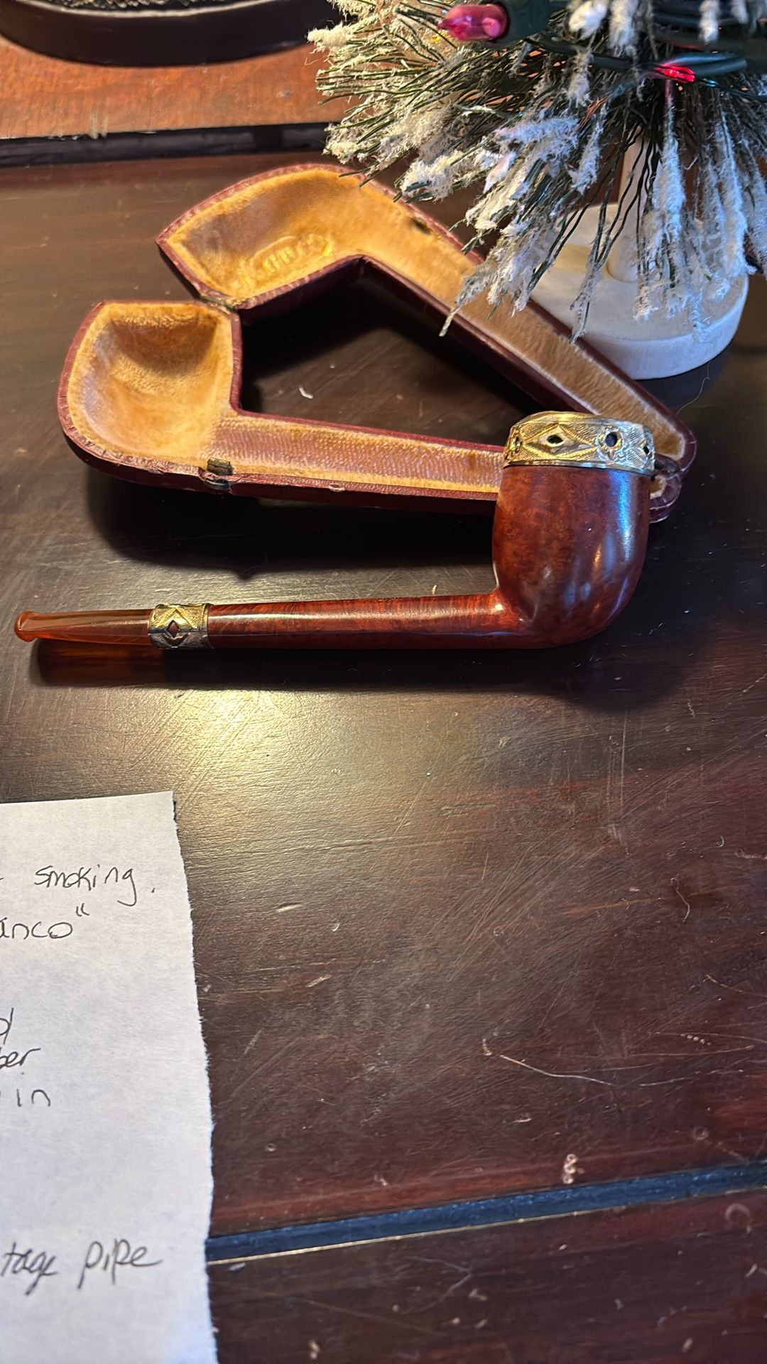 Antique Hand Made Briar Smoking Pipe In Original Case 