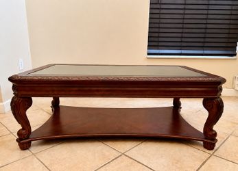 Coffee Table Glass and Wood / Mesa de sala de madera y Cristal