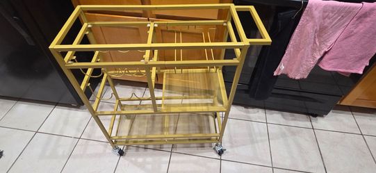 Small Gold Rolling Bar Cart