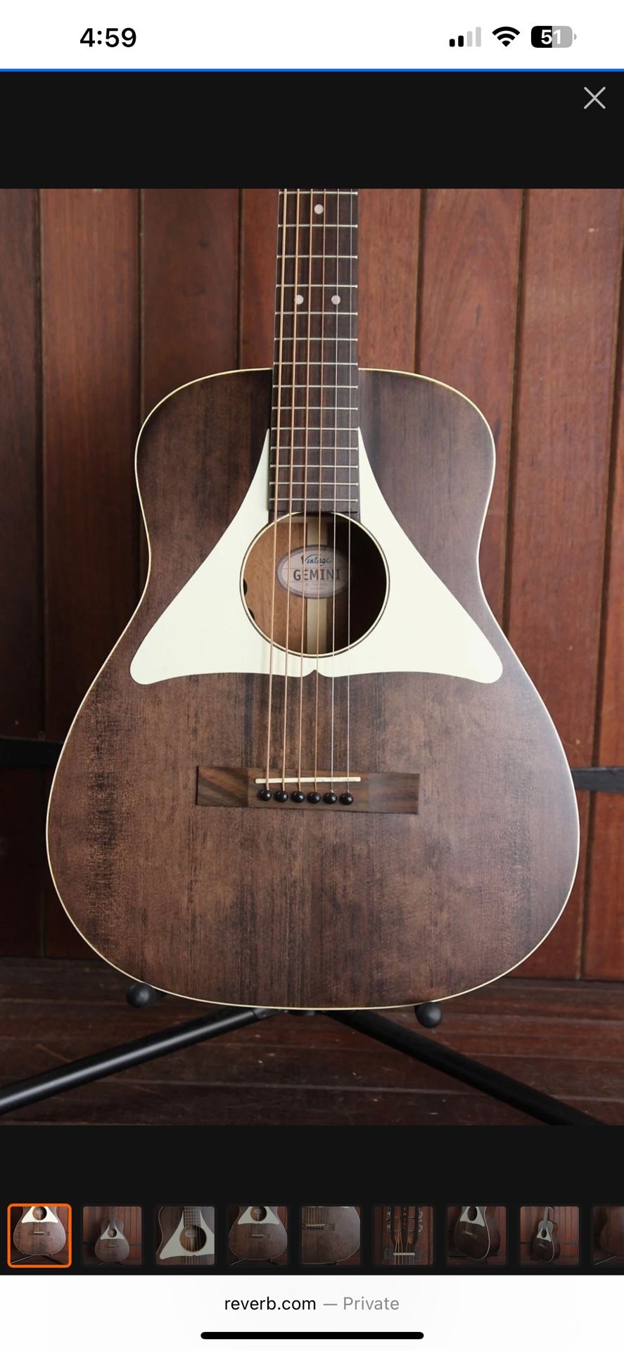 Vintage Gemini Baritone Acoustic Guitar – Paul Brett Signature