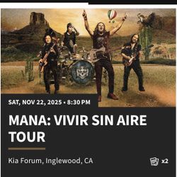 Mana Nov 22nd 2 Tickets 102 Row 12  Seat 6-7
