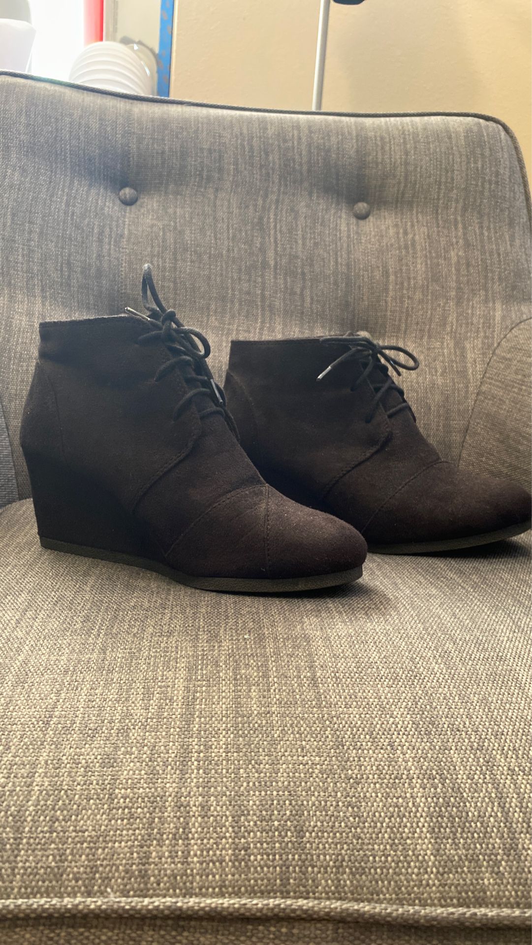 Black Suede wedge booties size 9