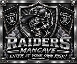 Raiders Inspired Mancave Metal Sign