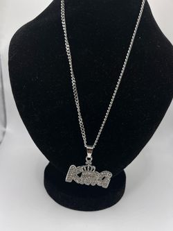 Iced Out 'KING' Crown Pendant Necklace