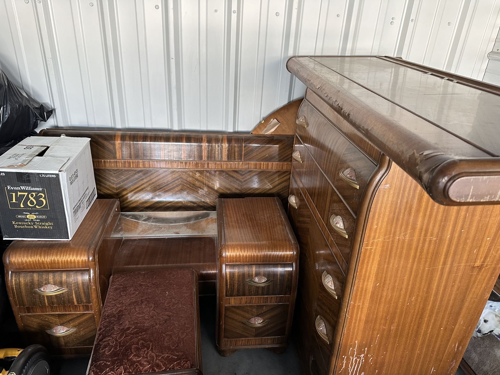 1920s Art Deco Waterfall Antique Bedroom Set