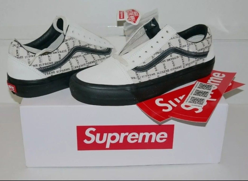 Supreme X Vans Skateboarding Old Skool Pro Sneakers White/Black Mens Size 10.5 Various SIZES Available