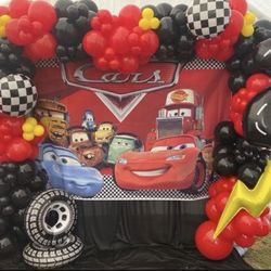 CARS BACKDROP & BALLOON GARLAND