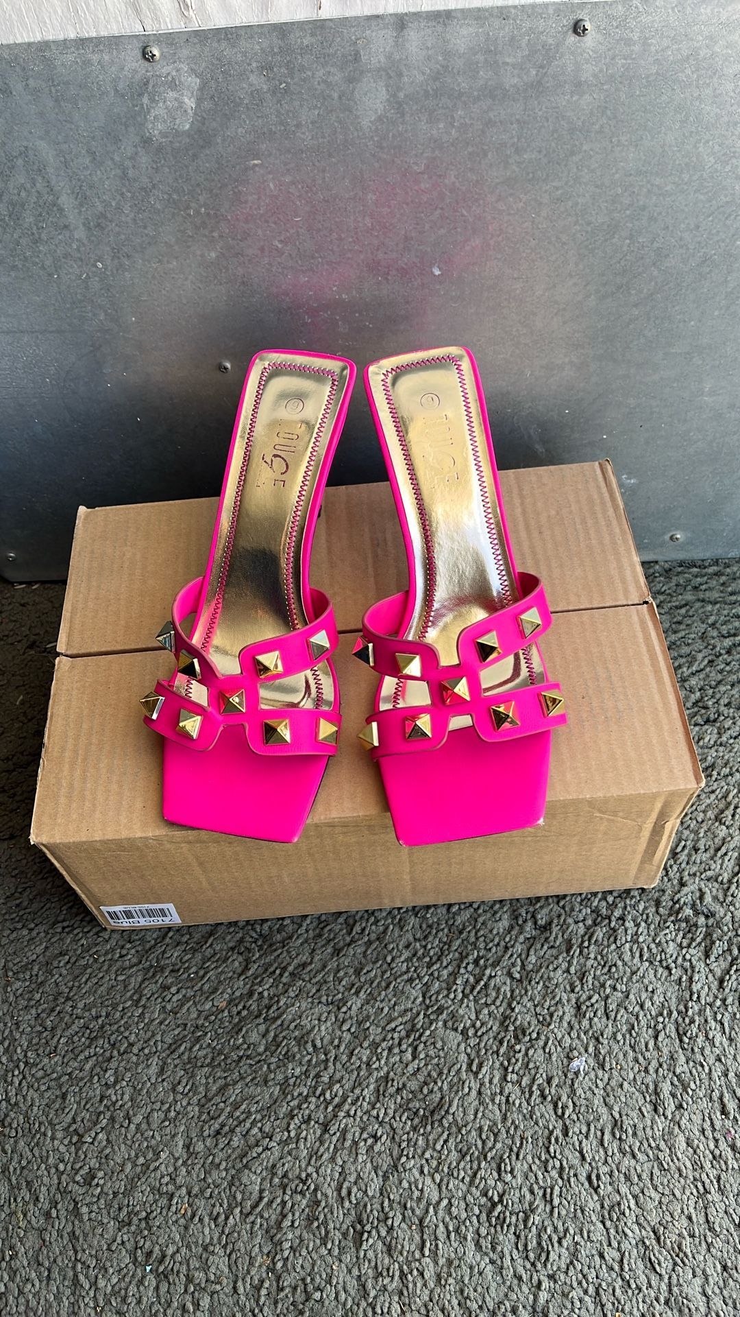 Women’s Studded Heels Sandals , Rouge Helium Brand, $20