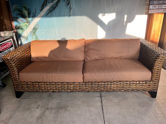 Outdoor Wicker Sofa with Cushions