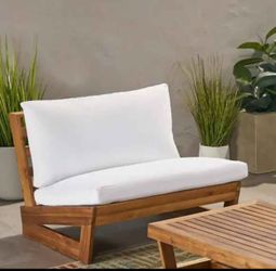 Noble House Figi Teak Wood Outdoor Patio Lounge Chair with White Cushion