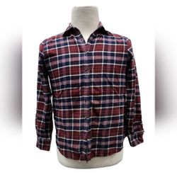 Lands End Size 8P Red Plaid Flannel Button Down Shirt