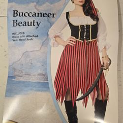 Buccaneer Beauty Pirate Costume Adult Small & Parrot