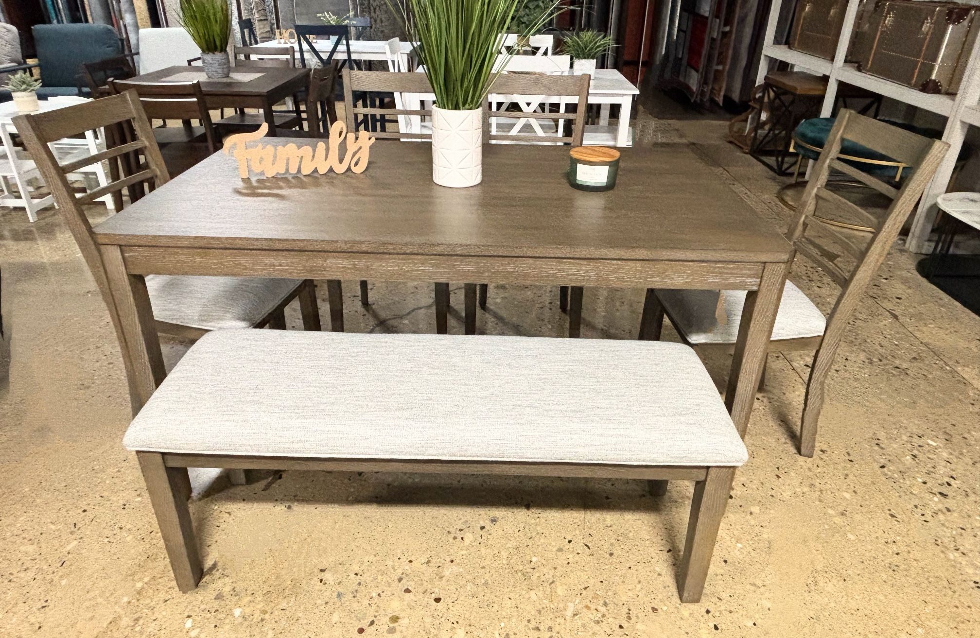 New 6 Piece Dining Set with Bench Seating