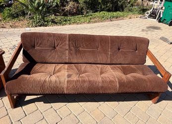 Brown suede couch