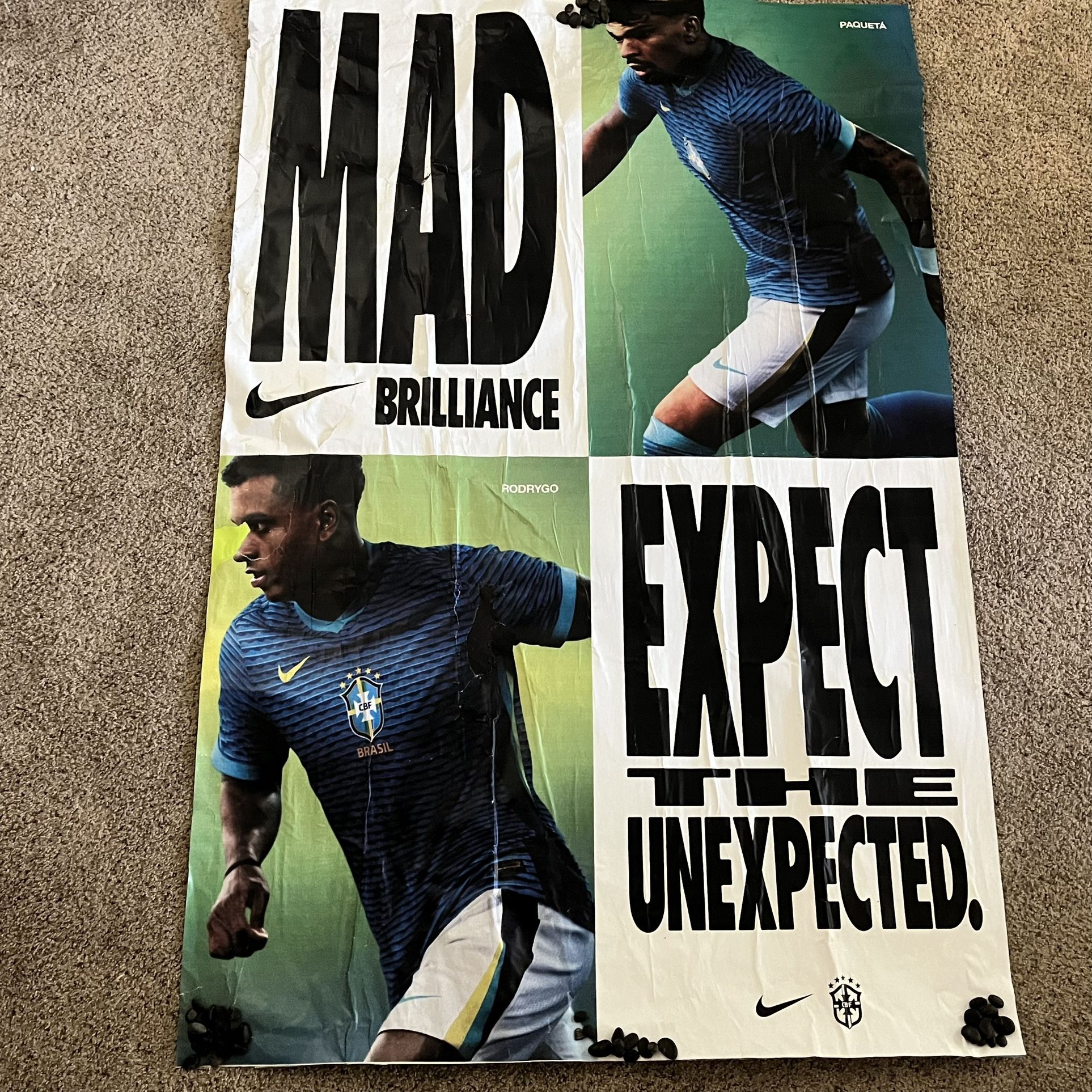 Vintage Nike Football Soccer Poster 90's CBF Brazilian Football