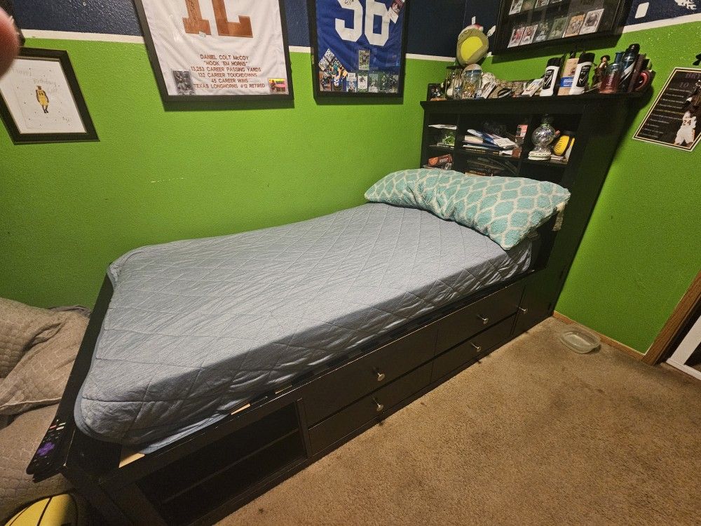 Twin Size Captains Bed Frame With Matress