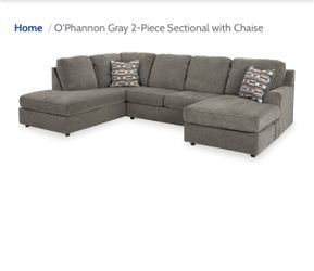 O’Phannon Gray 2 Piece Sectional with Chaise Couch