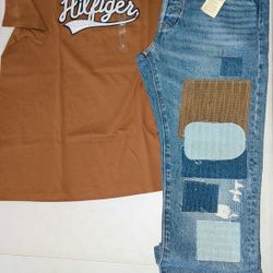 Men's Tommy Outfit With T-shirt And Levis(Shirt Large) (Pants  33x32)